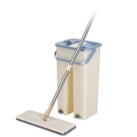 Flat mop with bucket set Household scratch off One mop thickened mop Hands free wet and dry mop