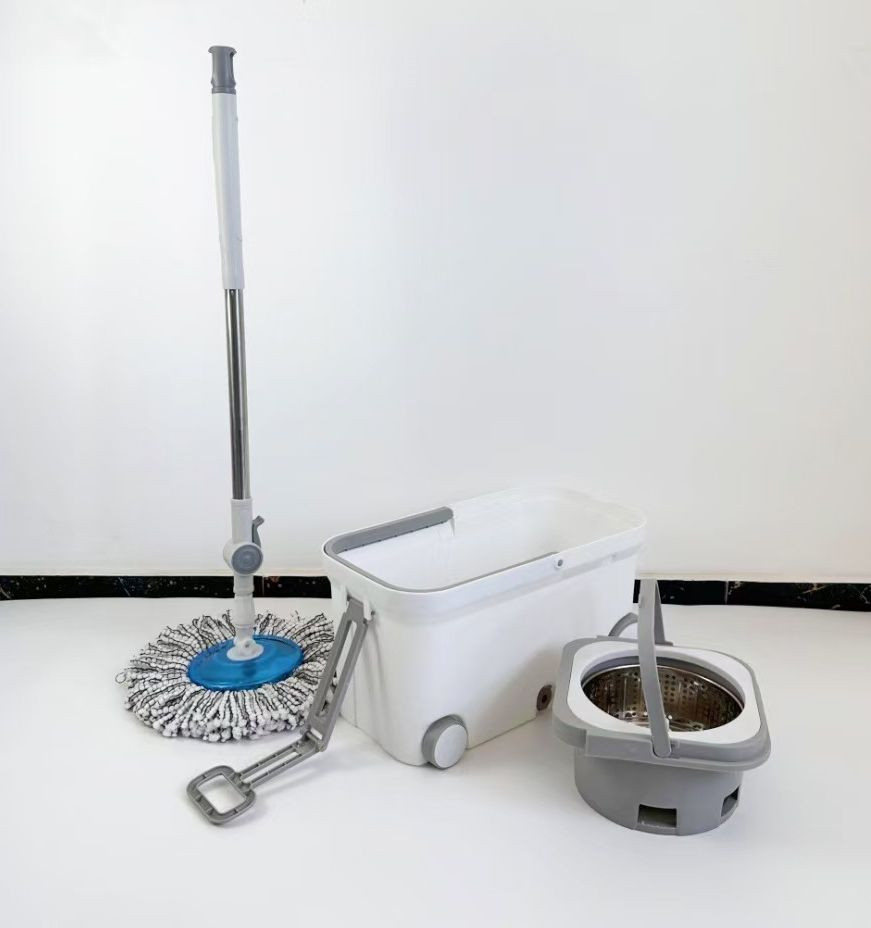 Centrifugal dual drive 4 wheels Water spinning rotary mop bucket