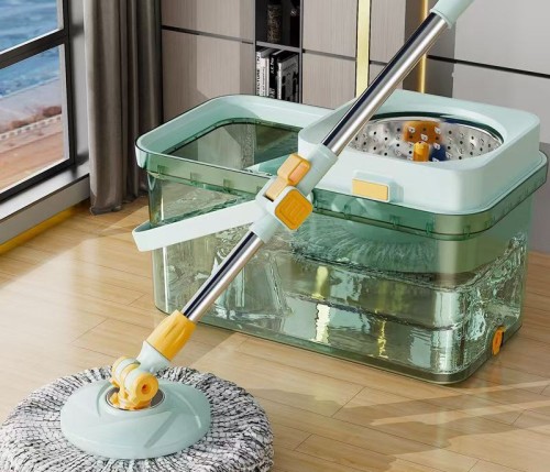 New acrylic transparent enlarged thick household rotary mop wet and dry dual use hands free